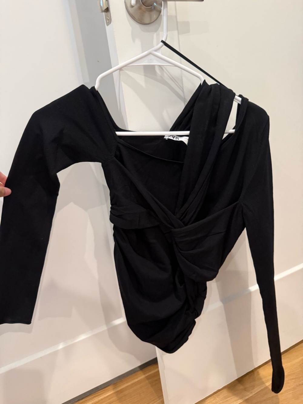 Zara Black Twist-Front Long Sleeve top